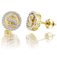 10K Yellow Gold Round Cut Money Diamond Earrings