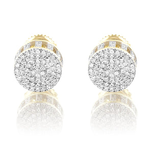 Round Cluster Diamonds 10K Gold Screw Back Studs Earrings