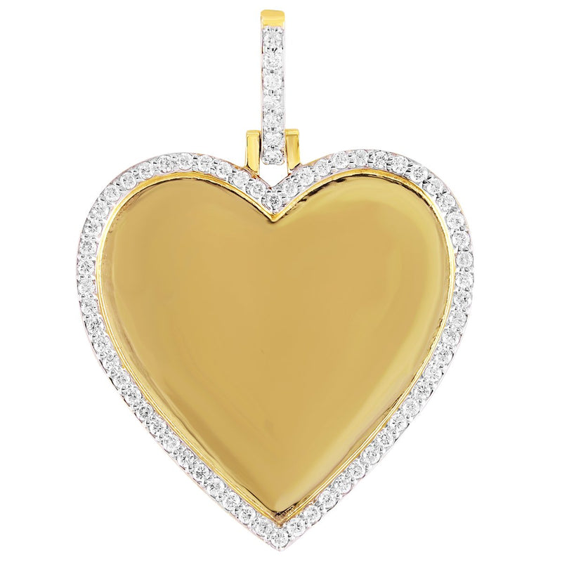 10K Gold Heart Memory Pendant Diamond Bezel