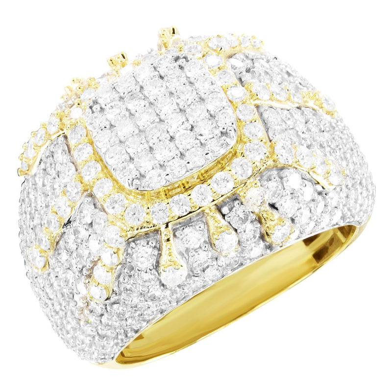 Two Tone Dripping Style 10K Gold Diamonds Men's Ring
