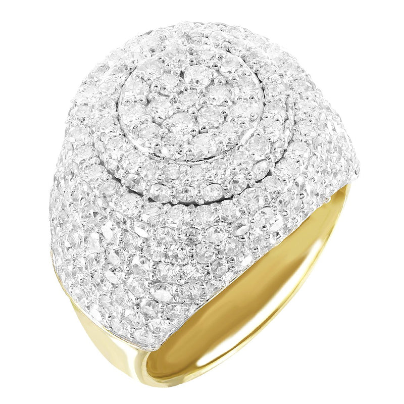 Round Layered Diamonds 10K Gold Custom Men's Ring