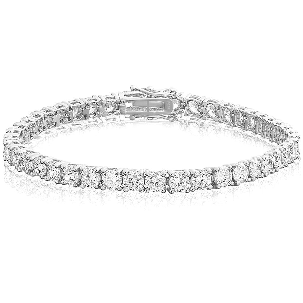 4MM VVS Moissanite One Row Sterling Silver Tennis Bracelet