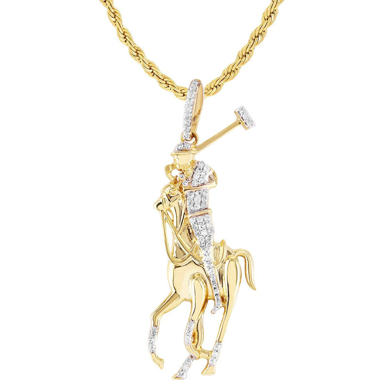 10K Yellow Gold Polo Horse Pendant