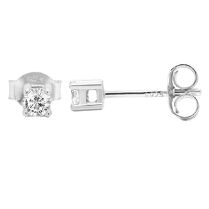 3MM Solitaire VVS Moissanite  Sterling Silver Push Back Earrings