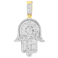 Baguette Diamonds Hamsa Hand Pendant