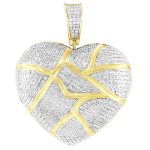 Cracked Broken Heart 10K Gold Cluster Diamonds Custom Pendant