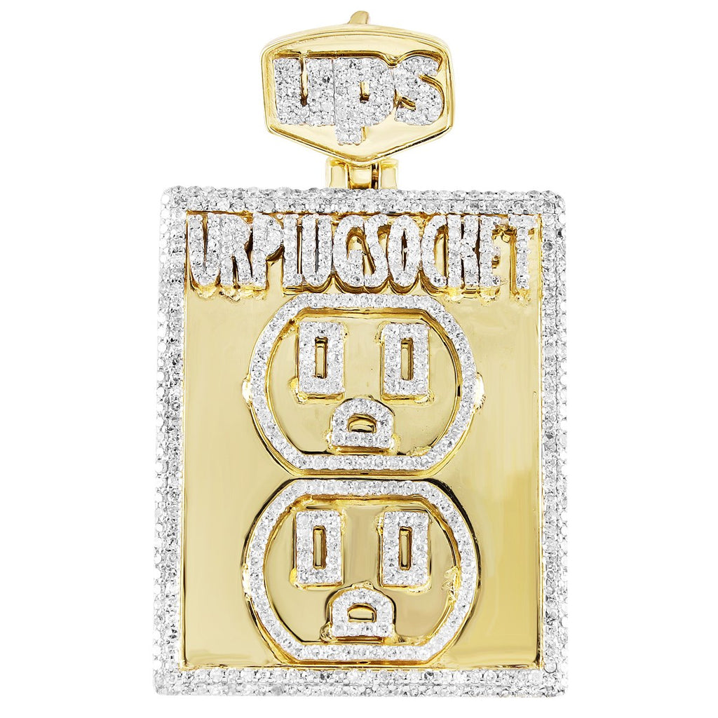 10K Gold Diamond Plug Socket Pendant