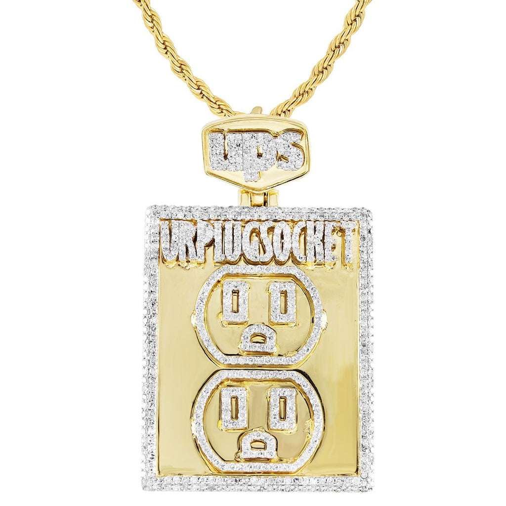 10K Gold Diamond Plug Socket Pendant