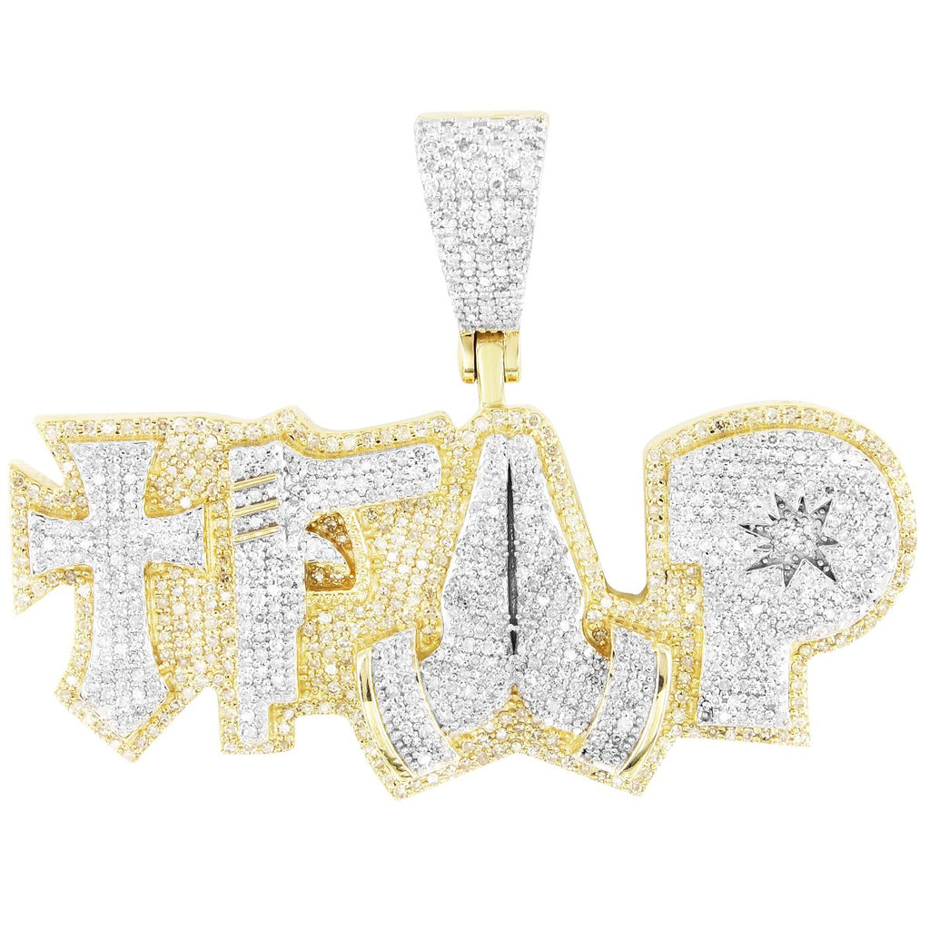 10K Gold Diamonds Double Layer Emoji TRAP Pendant