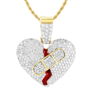 Bloody Wounded Heart Diamond Pendant