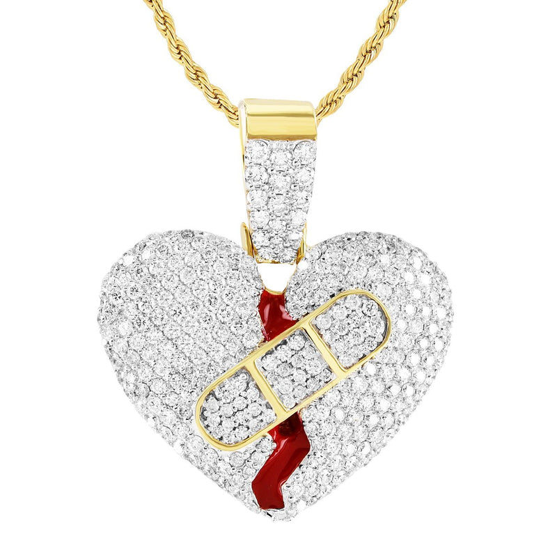 Bloody Wounded Heart Diamond Pendant