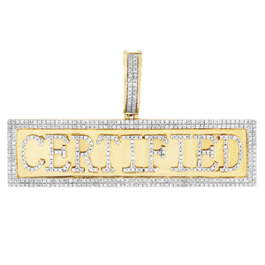 10K Gold Certified Pendant Two Row Diamond Bezel