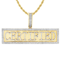 10K Gold Certified Pendant Two Row Diamond Bezel