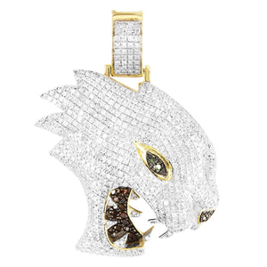 10K Gold Diamonds 3D Look Roaring Panther Pendant