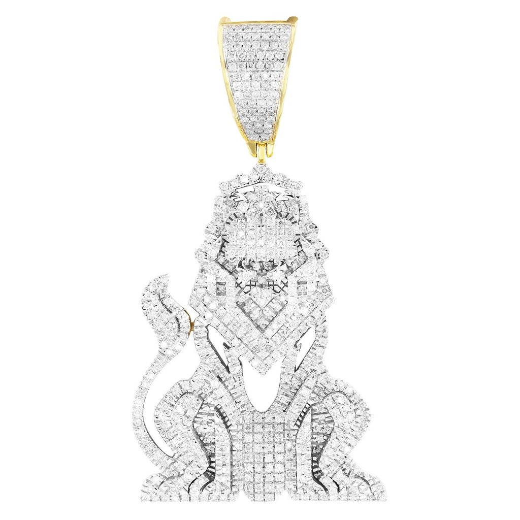 10K Gold Genuine Diamonds King Lion 3D Custom Pendant