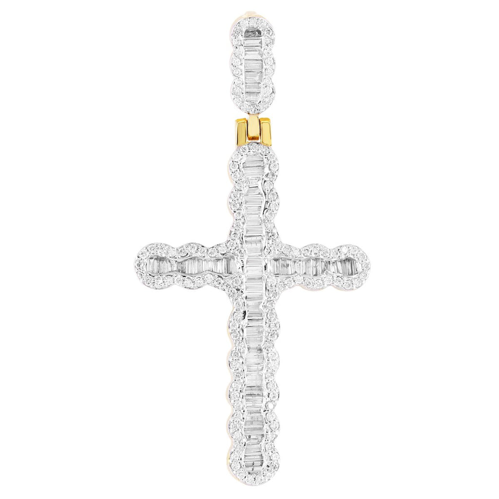 Baguette Diamonds Cross Pendant 10K Gold