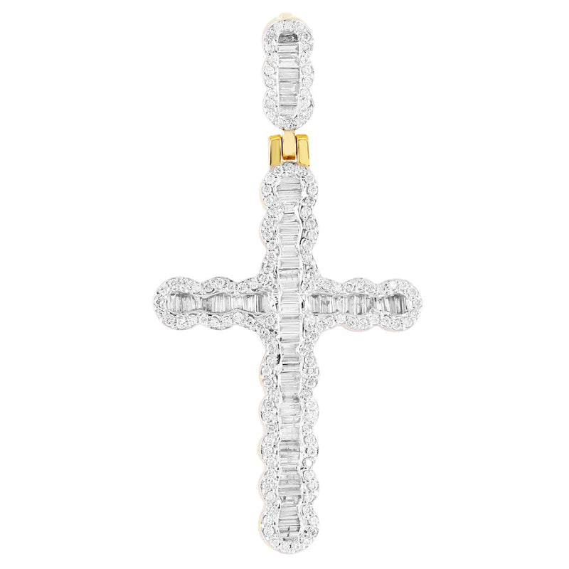 Baguette Diamonds Cross Pendant 10K Gold