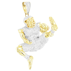 3D Sports Footbal Player 10K Gold Diamonds Custom Pendant