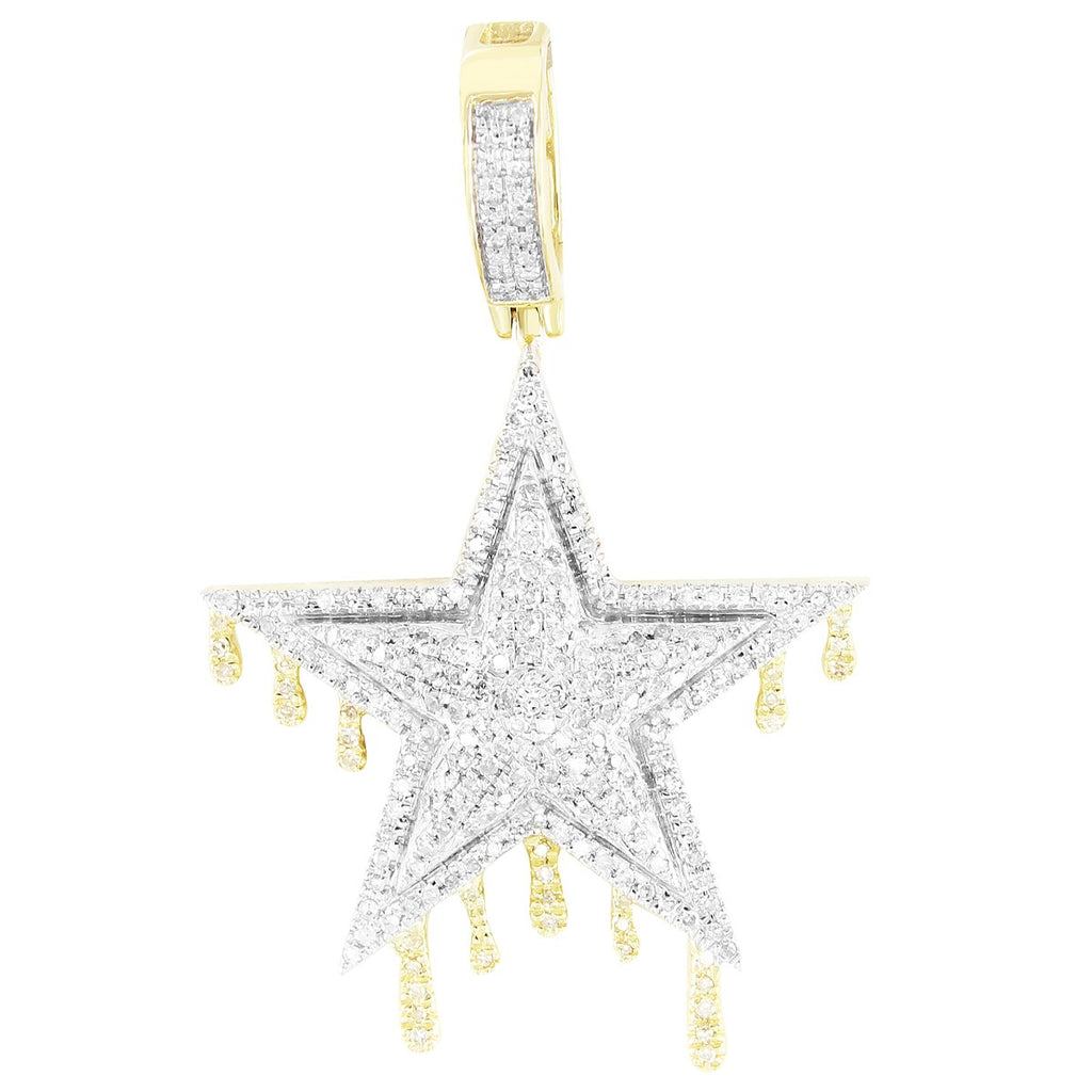 Double Layer Diamonds Dripping Star 10K Gold Pendant