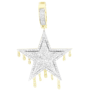 Double Layer Diamonds Dripping Star 10K Gold Pendant