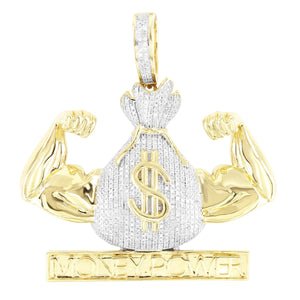 Money Power Money Bag Flexing 10K Gold Diamonds Pendant