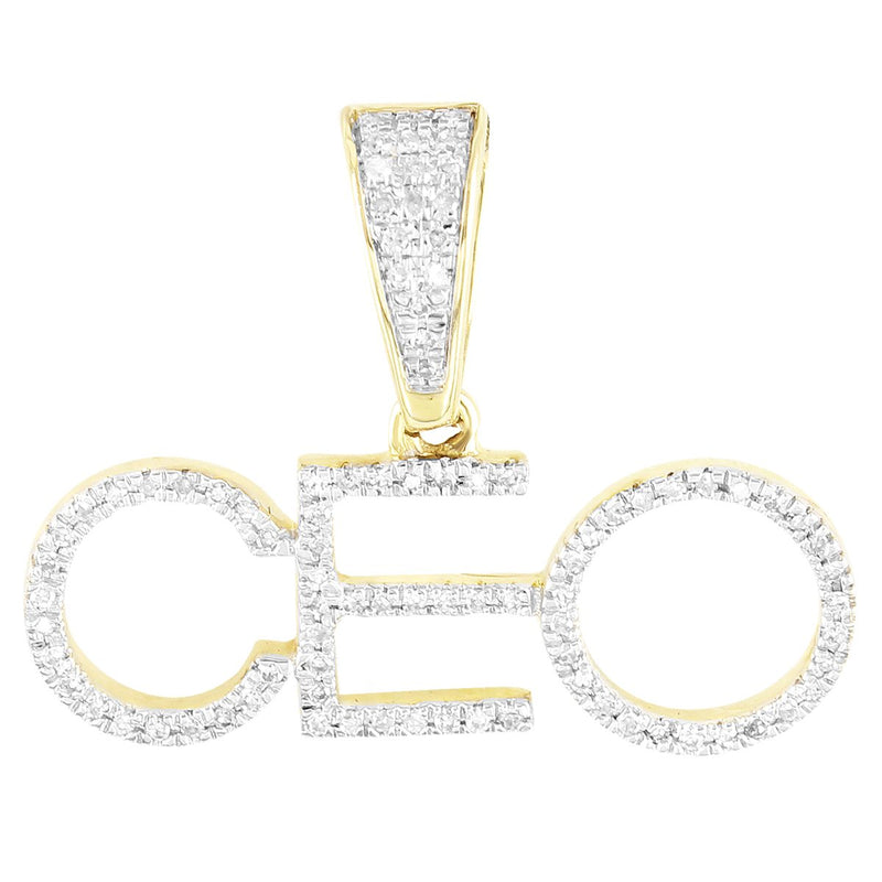 Block Letters Initial CEO 10K Gold Diamonds Custom Pendant