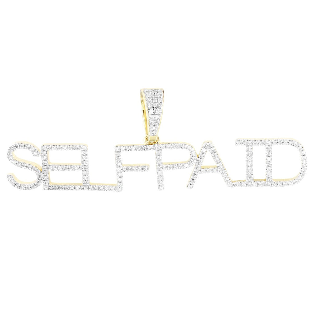 Single Layer Block Letters 10K Gold Diamonds SELFPAID Pendant