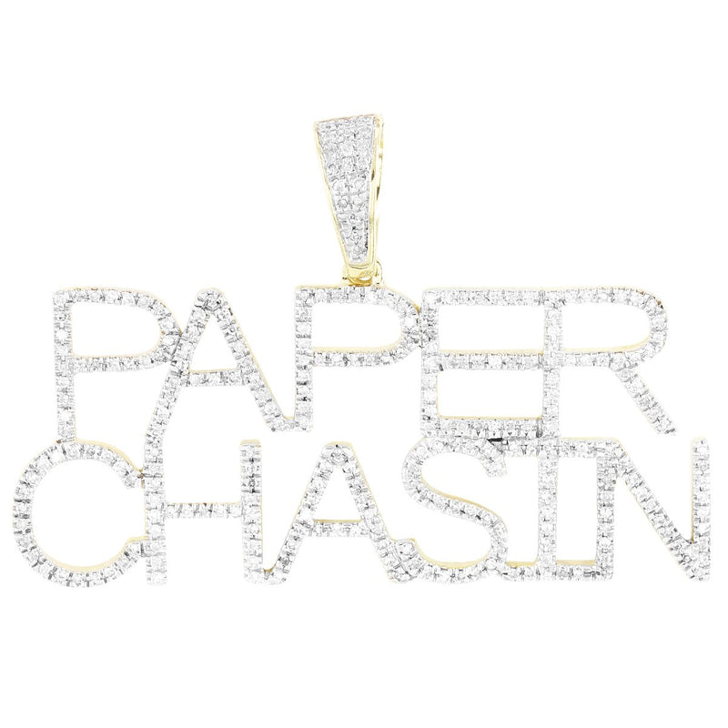 Paper Chasin Custom Name 10K Gold Diamonds Pendant