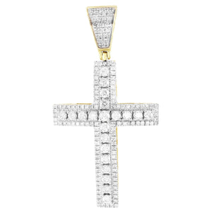 Solitaire Diamonds Religious Cross 10K Gold Micro Pave Pendant