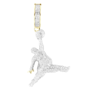 Fat Jump Man Basketball Player Diamonds 10K Gold Pendant