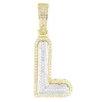 Double Layer 10K Gold Bubble Letters Diamond Initial Pendant