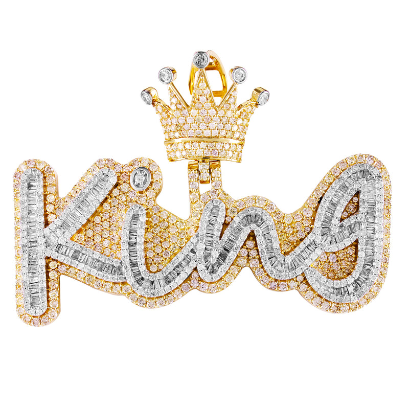 10K Gold Double Layer King Crown Custom Bail Pendant