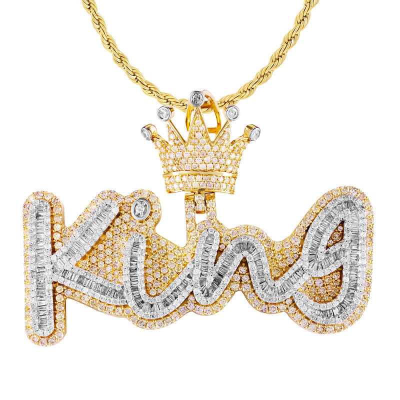 10K Gold Double Layer King Crown Custom Bail Pendant