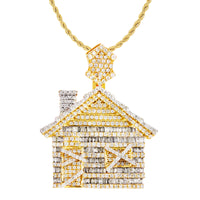 10K Gold Baguette Diamond Custom Trap House Pendant