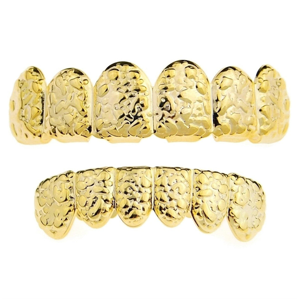 Nugget Deep Cuts Solid Gold Custom Grillz 10K 14K 18K